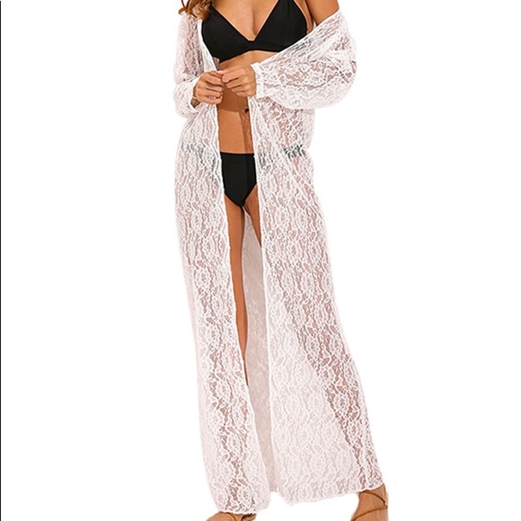 white lace maxi kimono